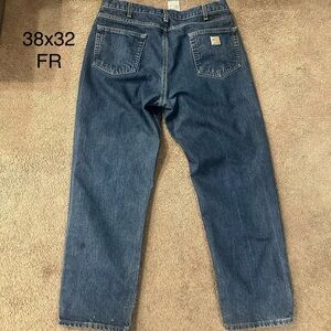 Carhartt Men's Relaxed Fit Blue Jeans, Flame Retardant FR 38x32